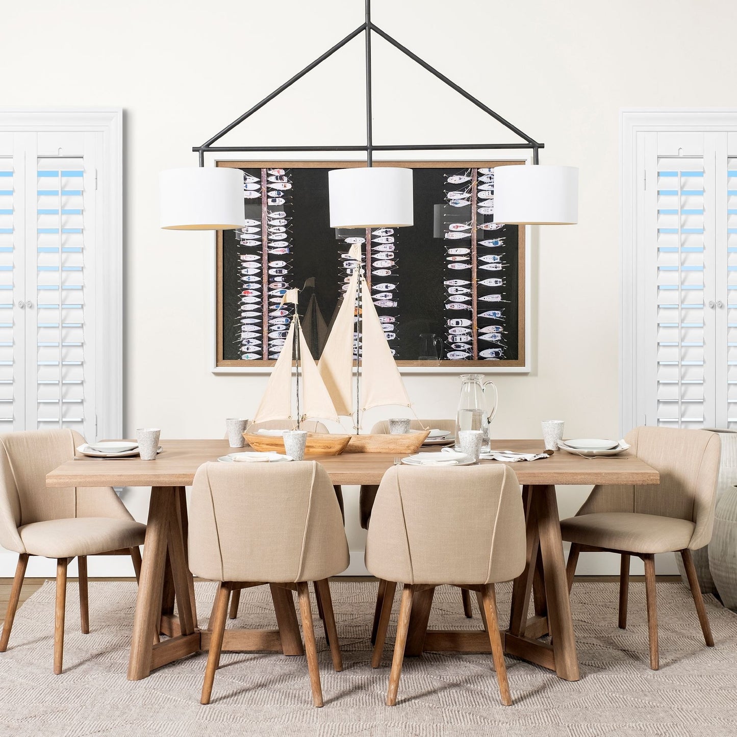 Framed Shade 3 Bulb Hanging Light