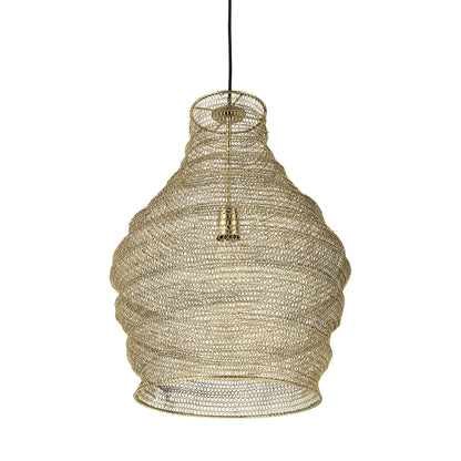 Gold Wire Mesh Hanging Pendant Light