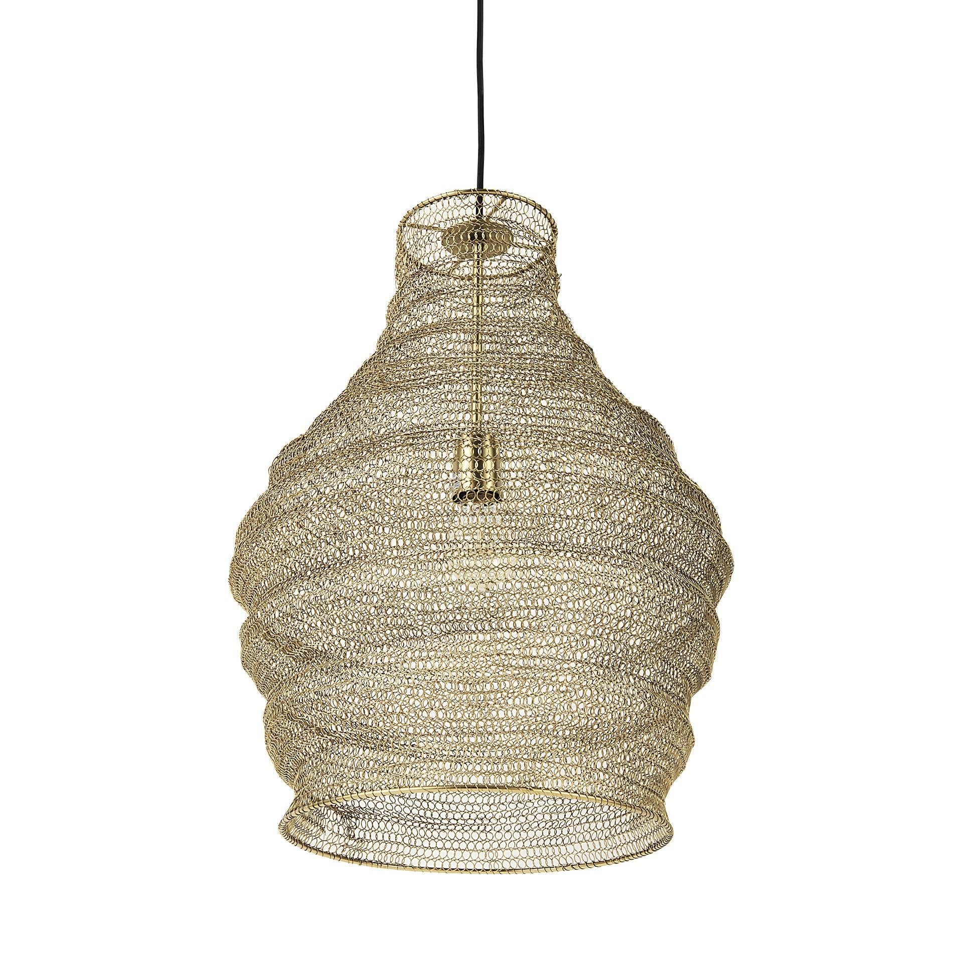 Gold Wire Mesh Hanging Pendant Light