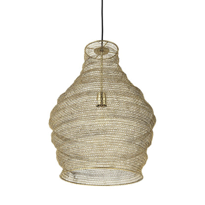 Gold Wire Mesh Hanging Pendant Light