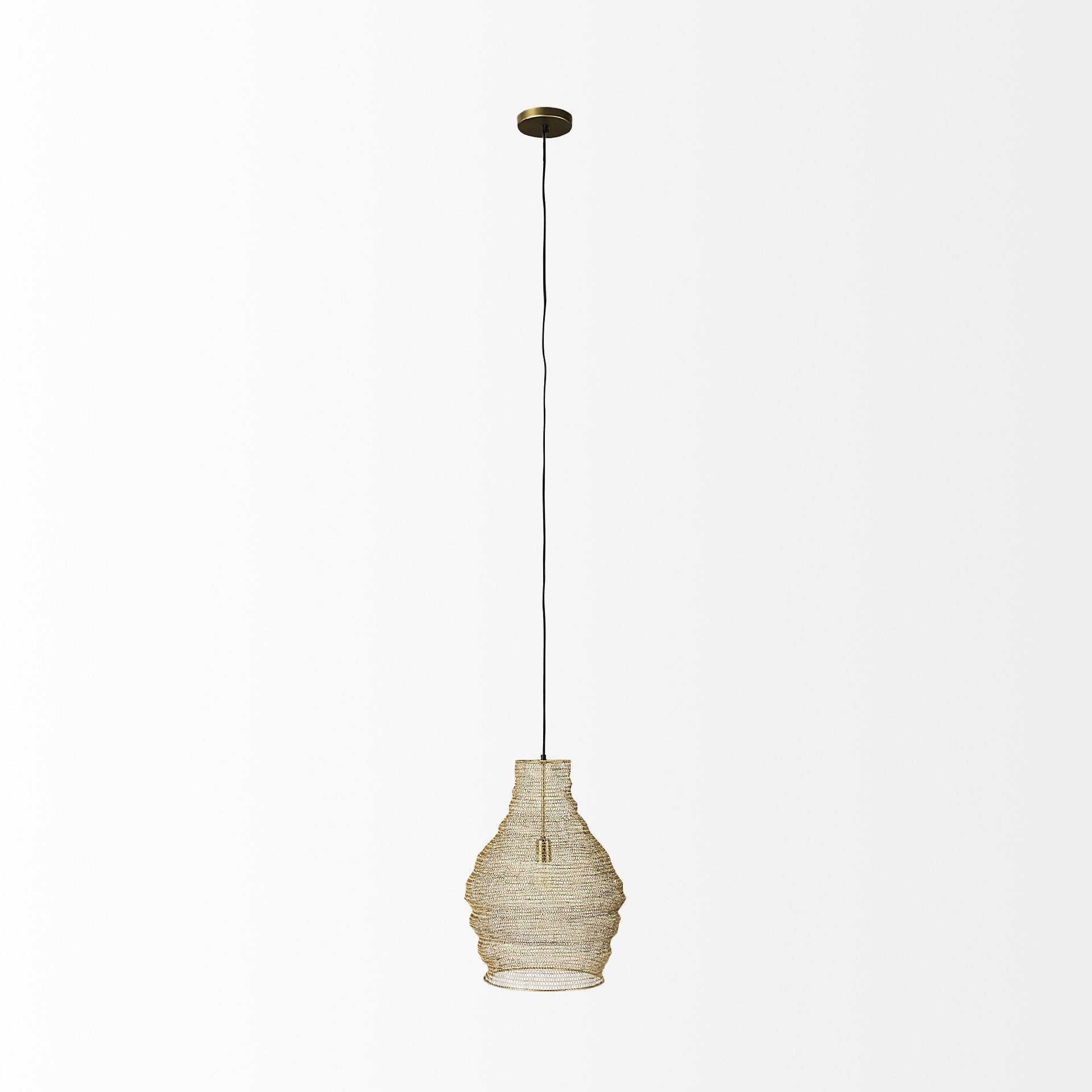 Gold Wire Mesh Hanging Pendant Light