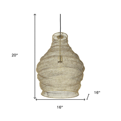 Gold Wire Mesh Hanging Pendant Light