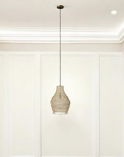 Gold Wire Mesh Hanging Pendant Light