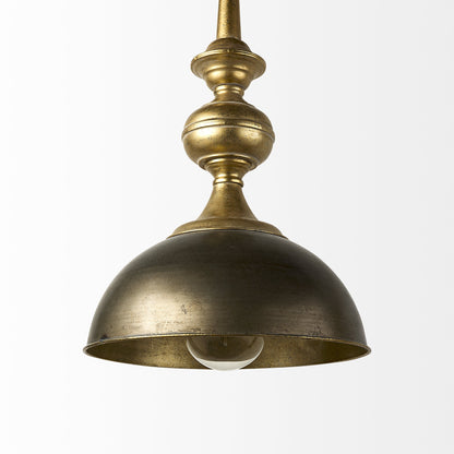 Gold Toned Dome Hanging Pendant Light