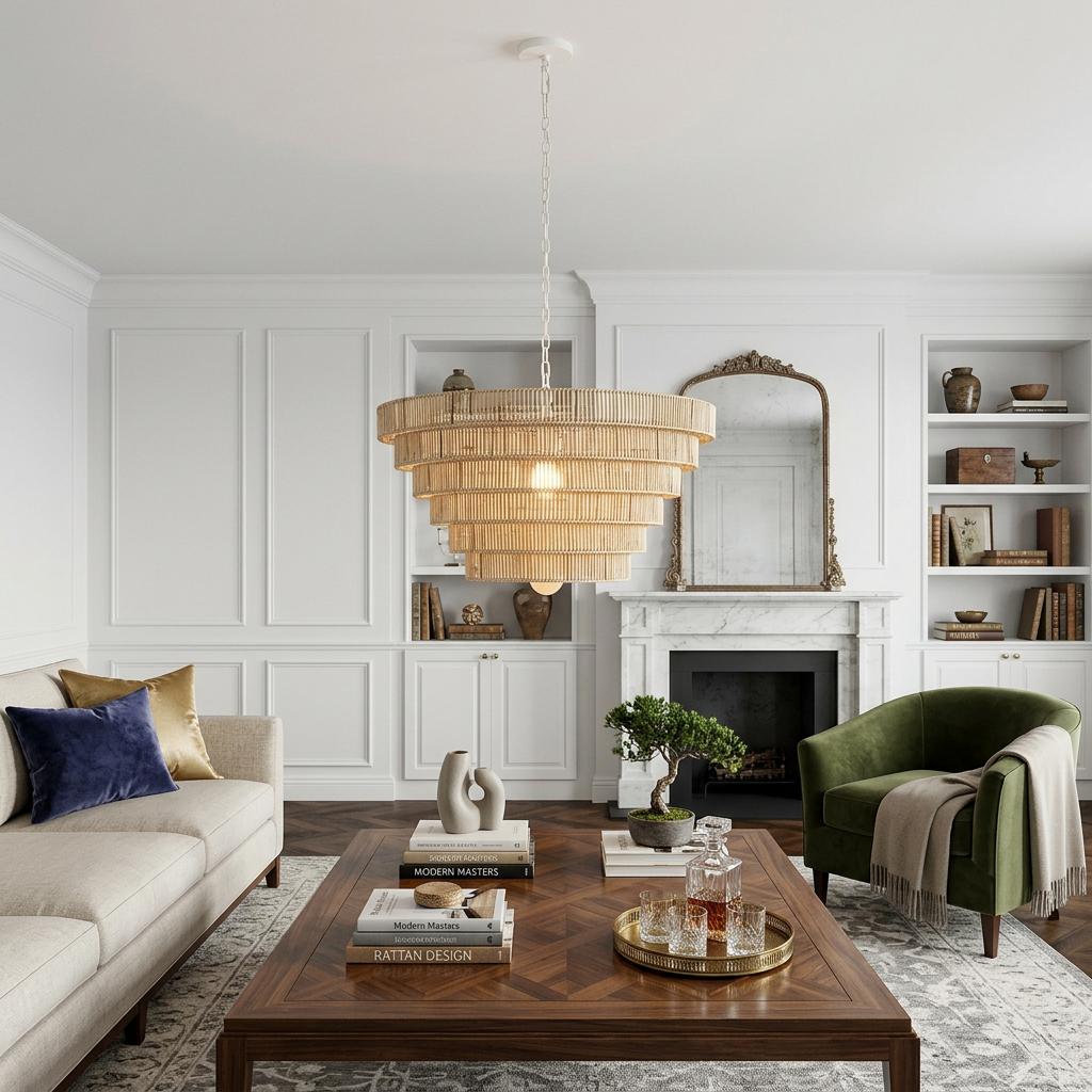 Light Brown 6 Tier Hanging Chandelier