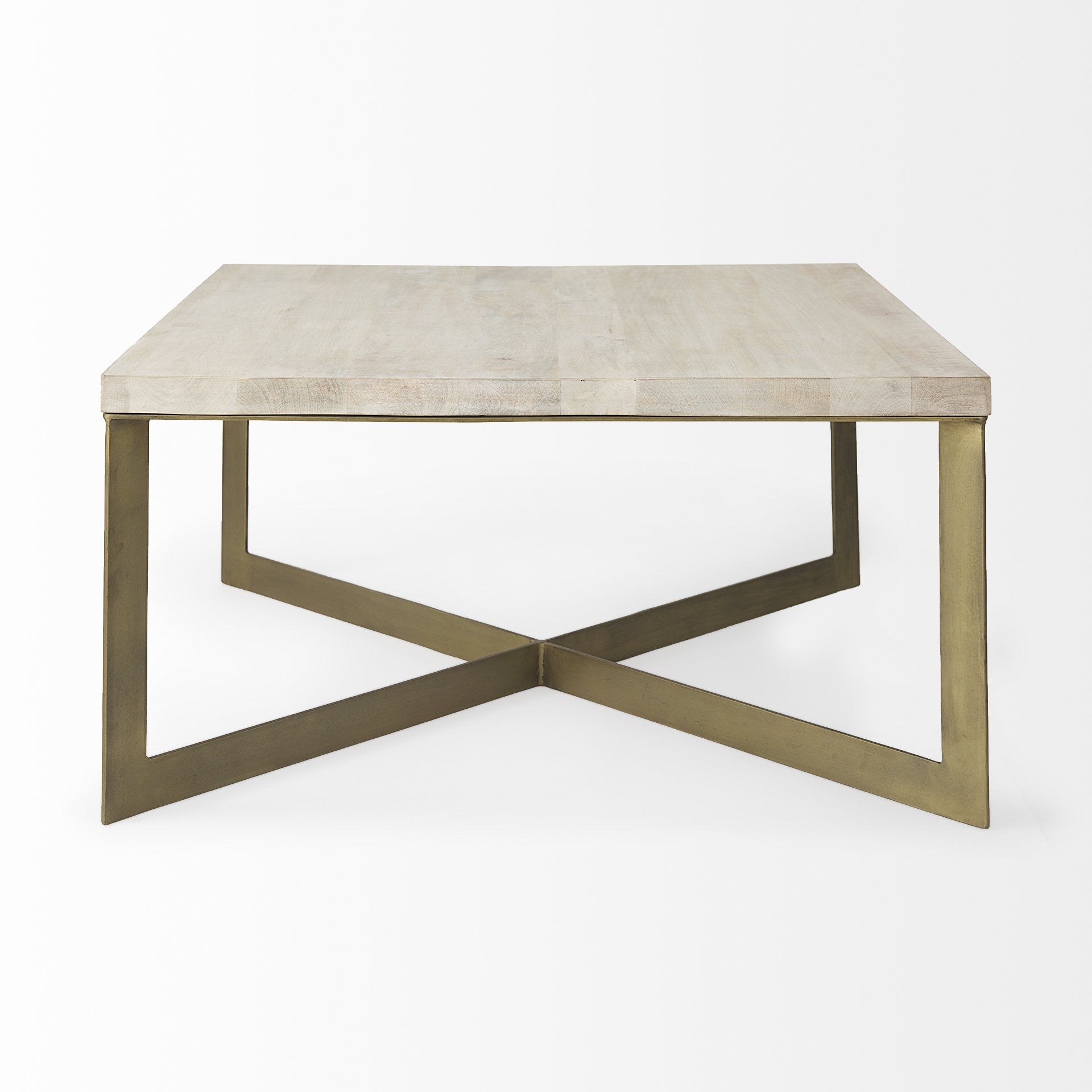 Beige Wood & Metal Square Coffee Table image 3