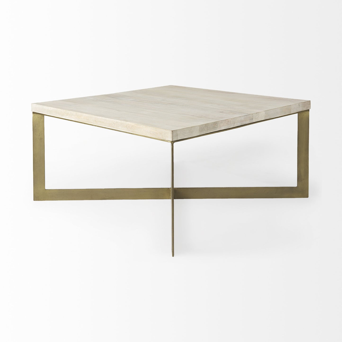 Beige Wood & Metal Square Coffee Table image 5
