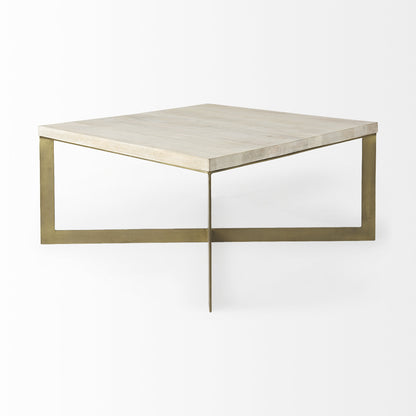 Beige Wood & Metal Square Coffee Table image 5