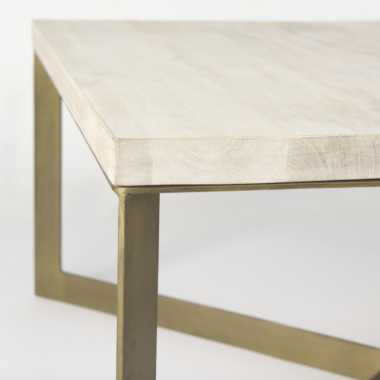 Beige Wood & Metal Square Coffee Table image 7
