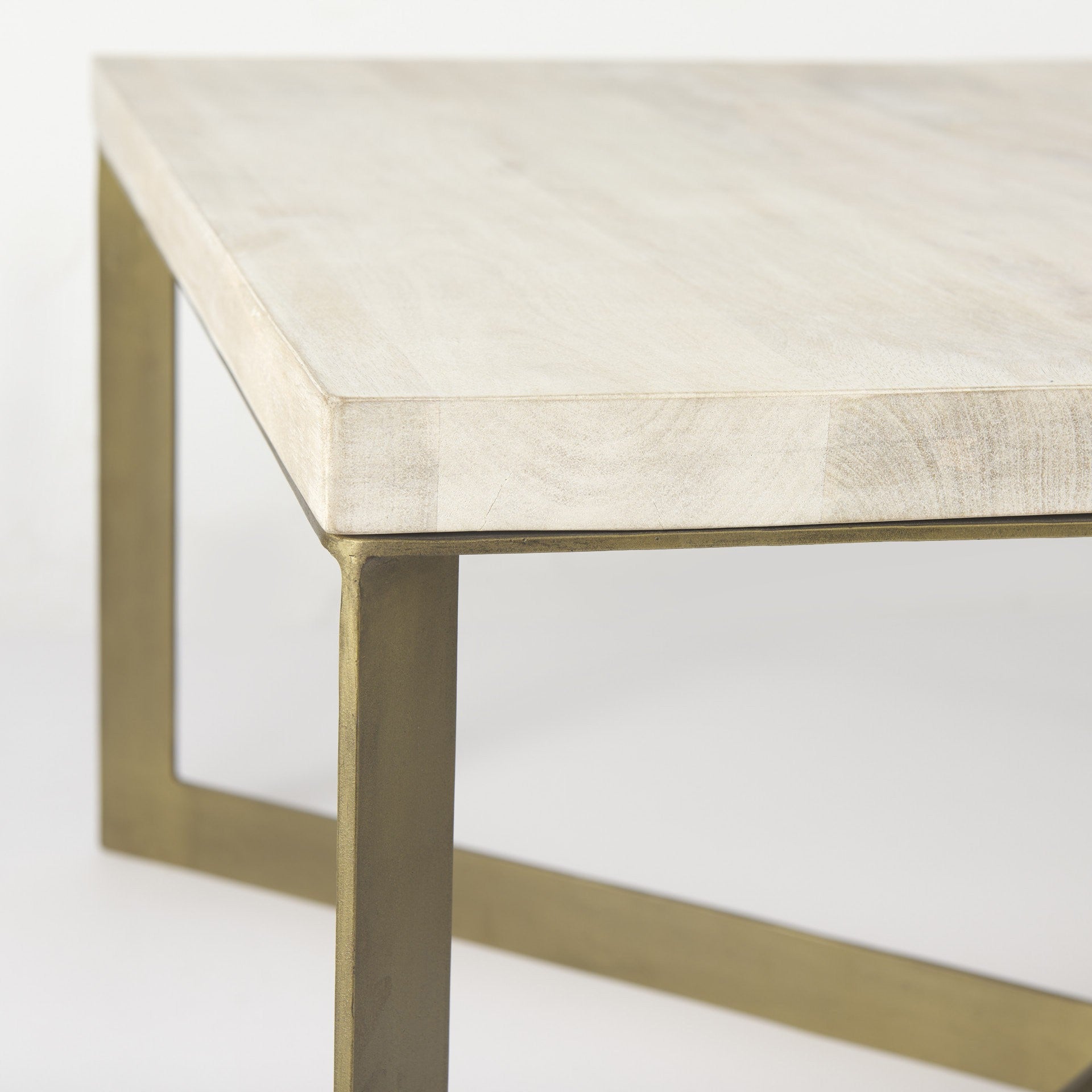 Beige Wood & Metal Square Coffee Table image 7