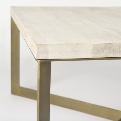 Beige Wood & Metal Square Coffee Table image 7