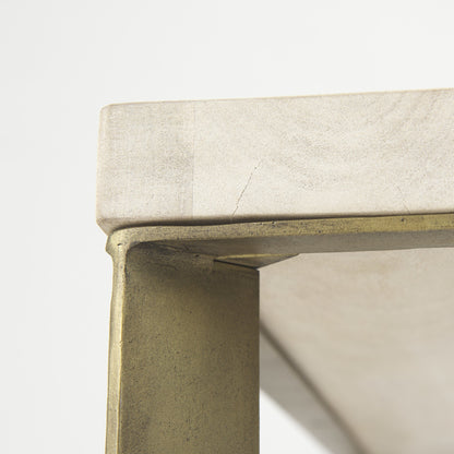 Beige Metal Square Coffee Table