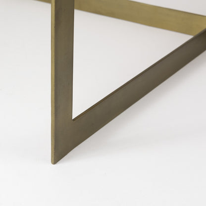 Beige Wood & Metal Square Coffee Table image 9
