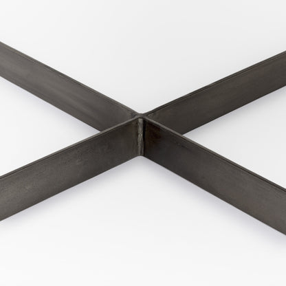 Brown Solid Wood & Metal Square Coffee Table