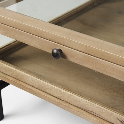 Clear & Black Glass & Metal Square Coffee Table