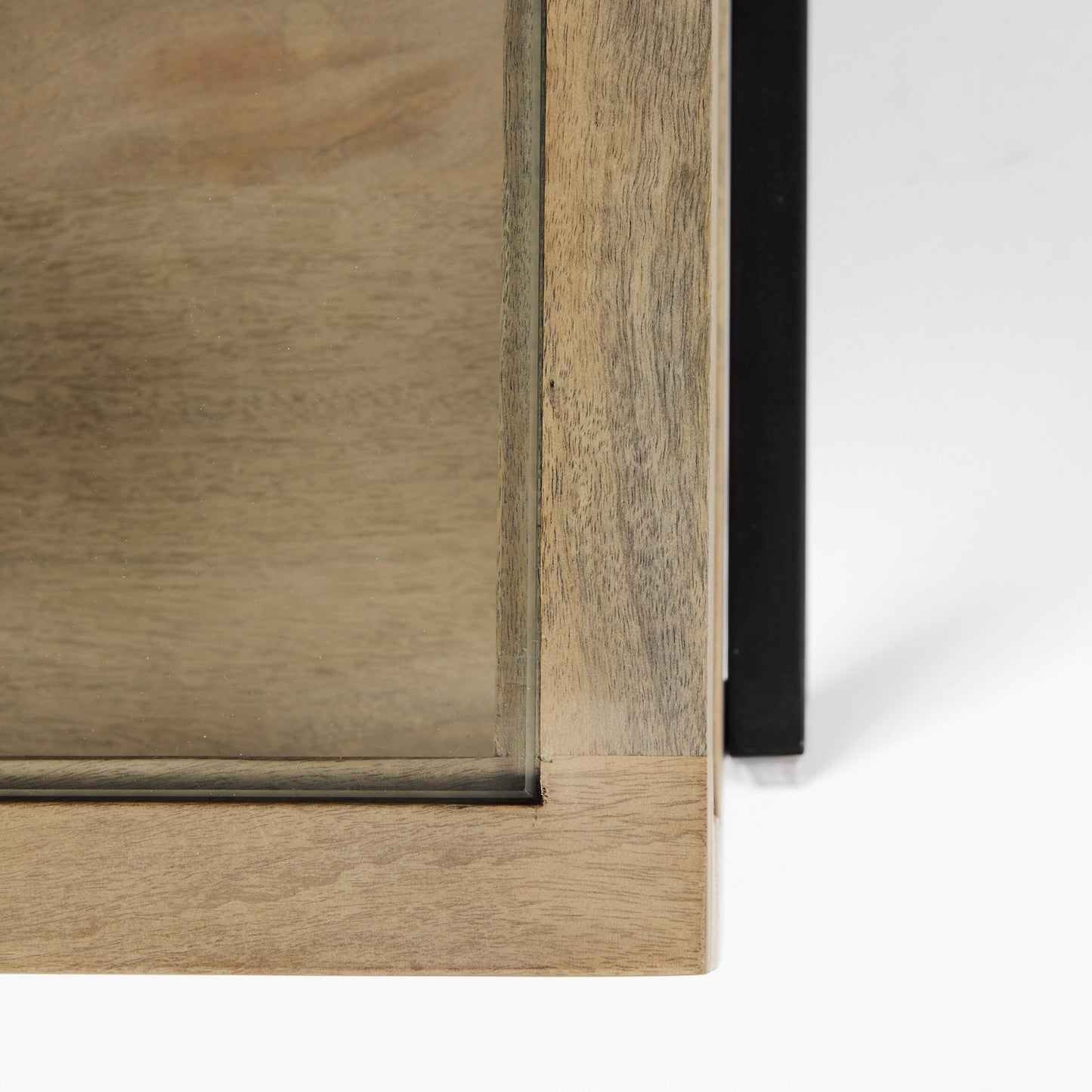 Clear & Black Glass & Metal Square Coffee Table