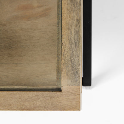Clear & Black Glass & Metal Square Coffee Table