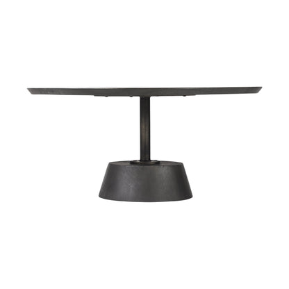 Dark Brown & Black Solid Wood & Iron Round Pedestal Coffee Table image 6