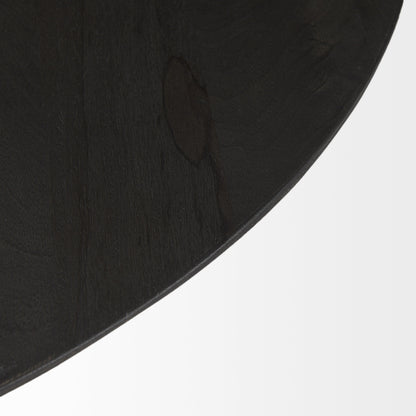 Dark Brown & Black Solid Wood & Iron Round Pedestal Coffee Table image 8