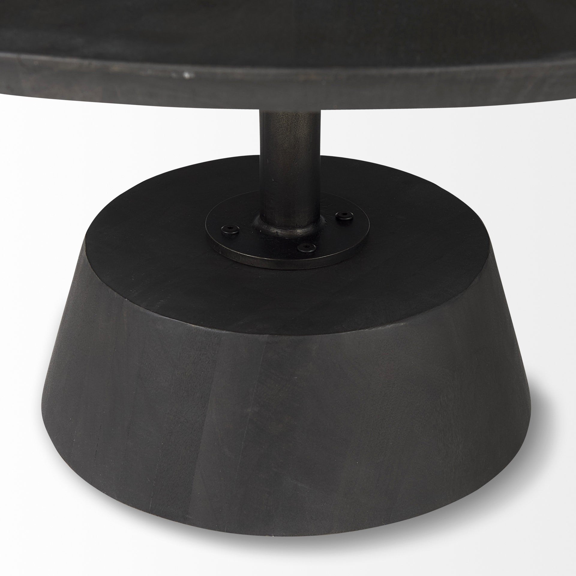 Dark Brown & Black Solid Wood & Iron Round Pedestal Coffee Table image 9