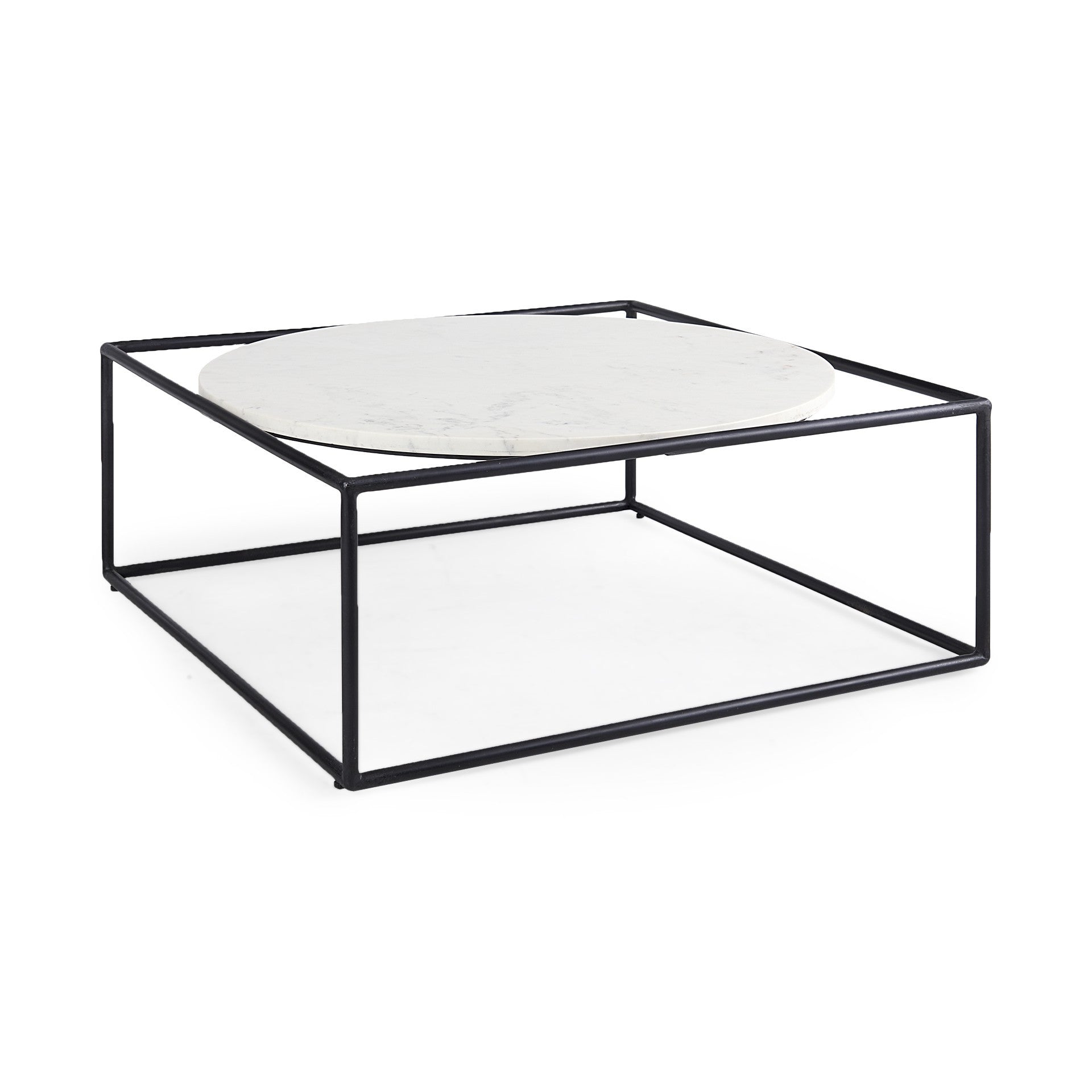 White & Black Genuine Marble & Metal Square Frame Coffee Table image 9