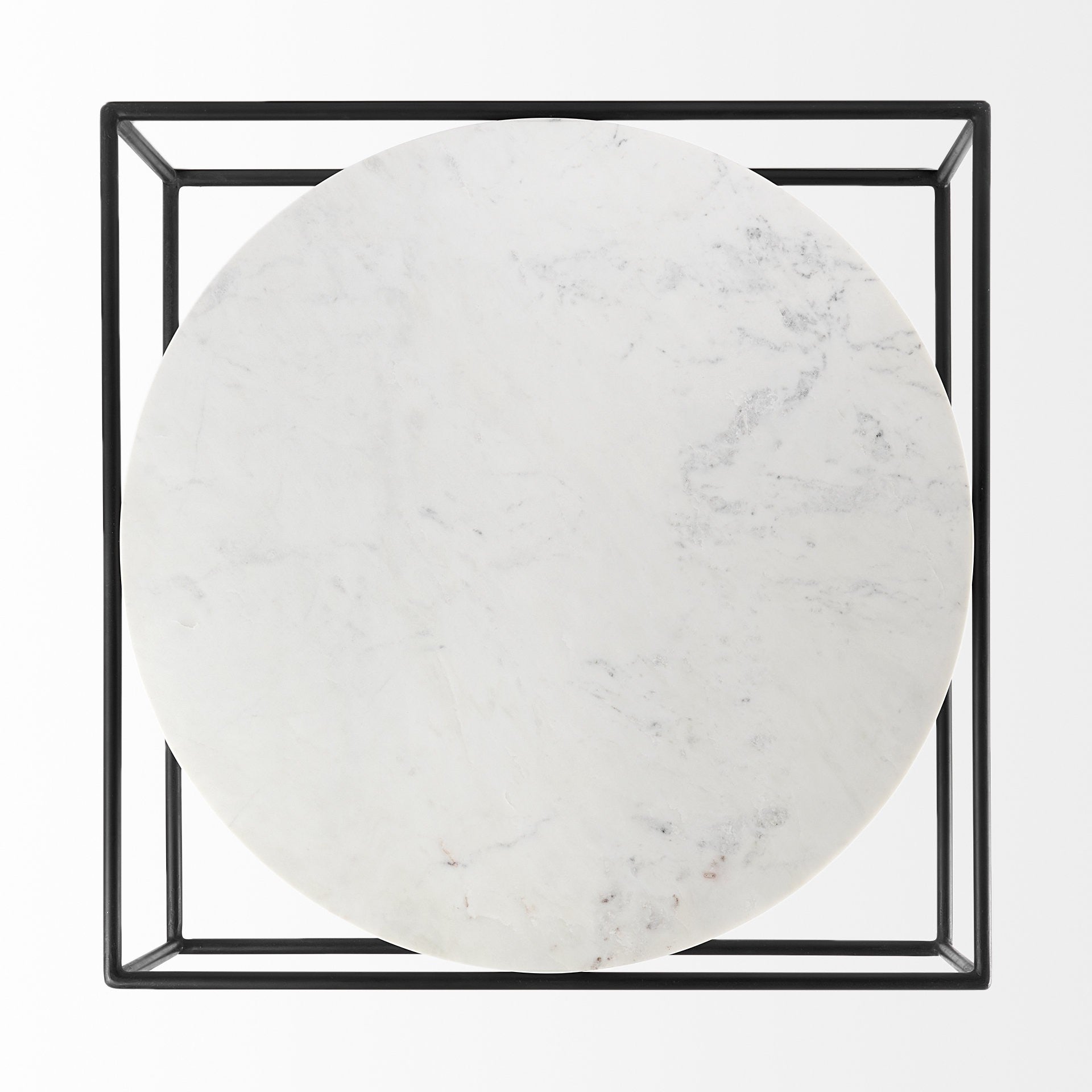 White & Black Genuine Marble & Metal Square Frame Coffee Table image 3