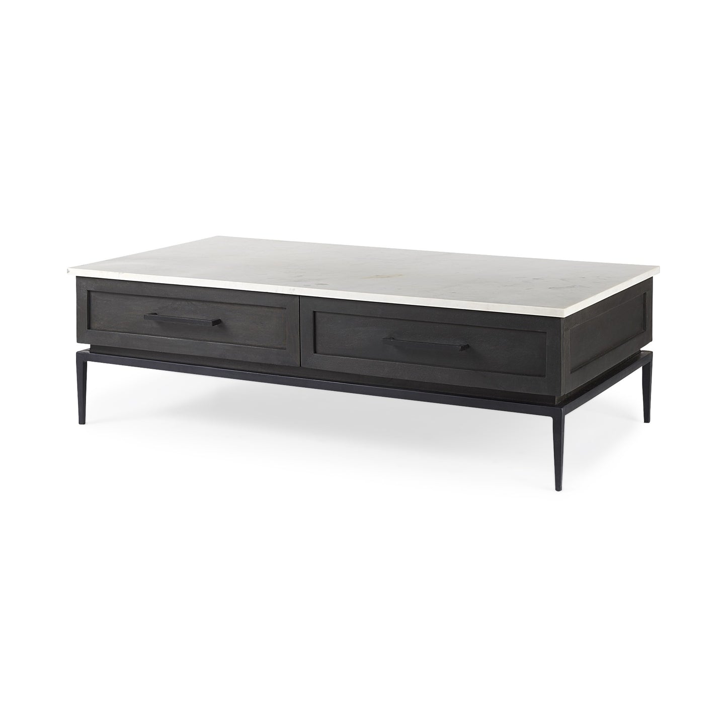 Dark Brown Wood & Marble Coffee Table