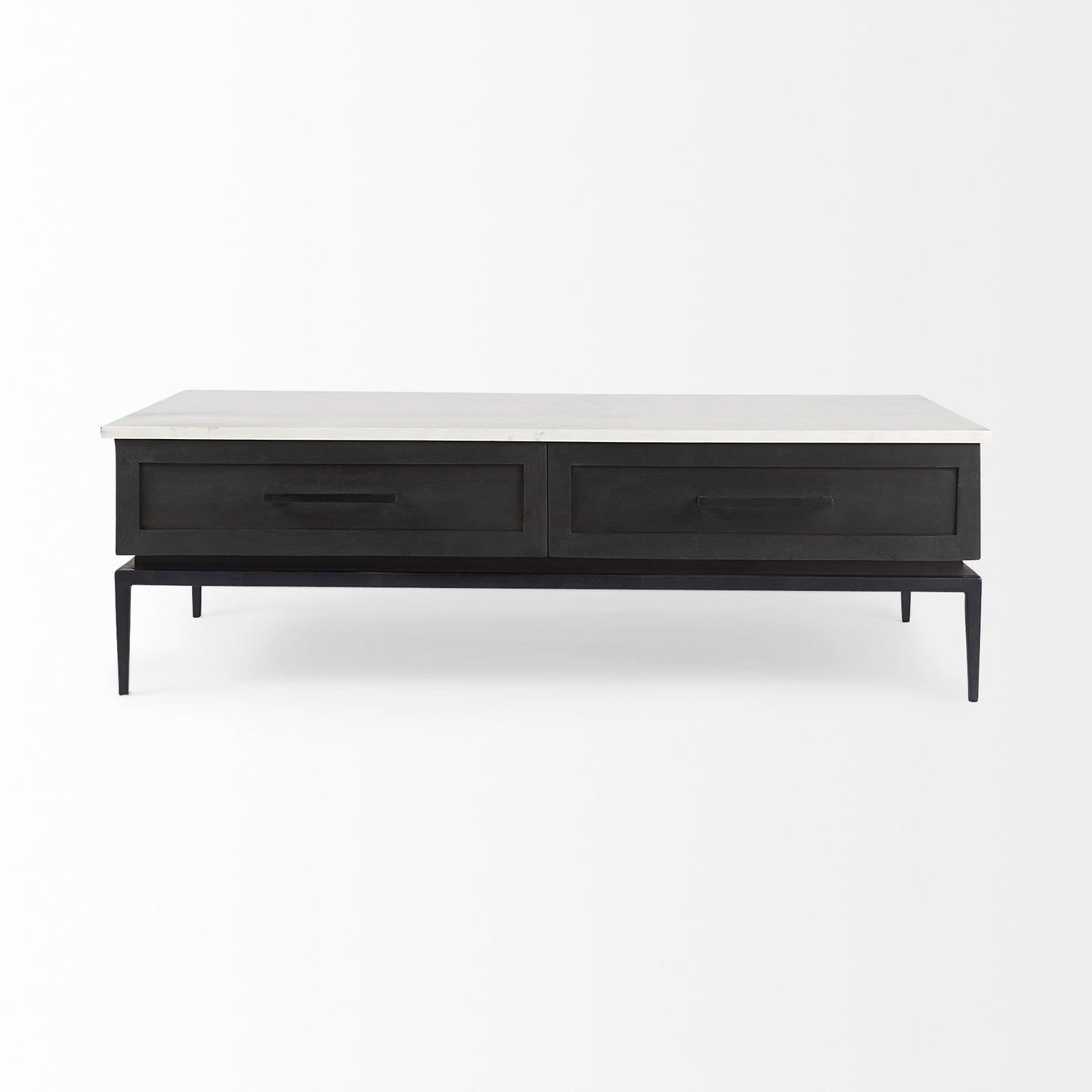 Dark Brown Wood & Marble Coffee Table