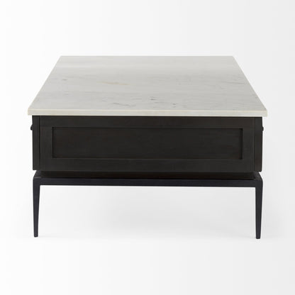 Dark Brown Wood & Marble Coffee Table