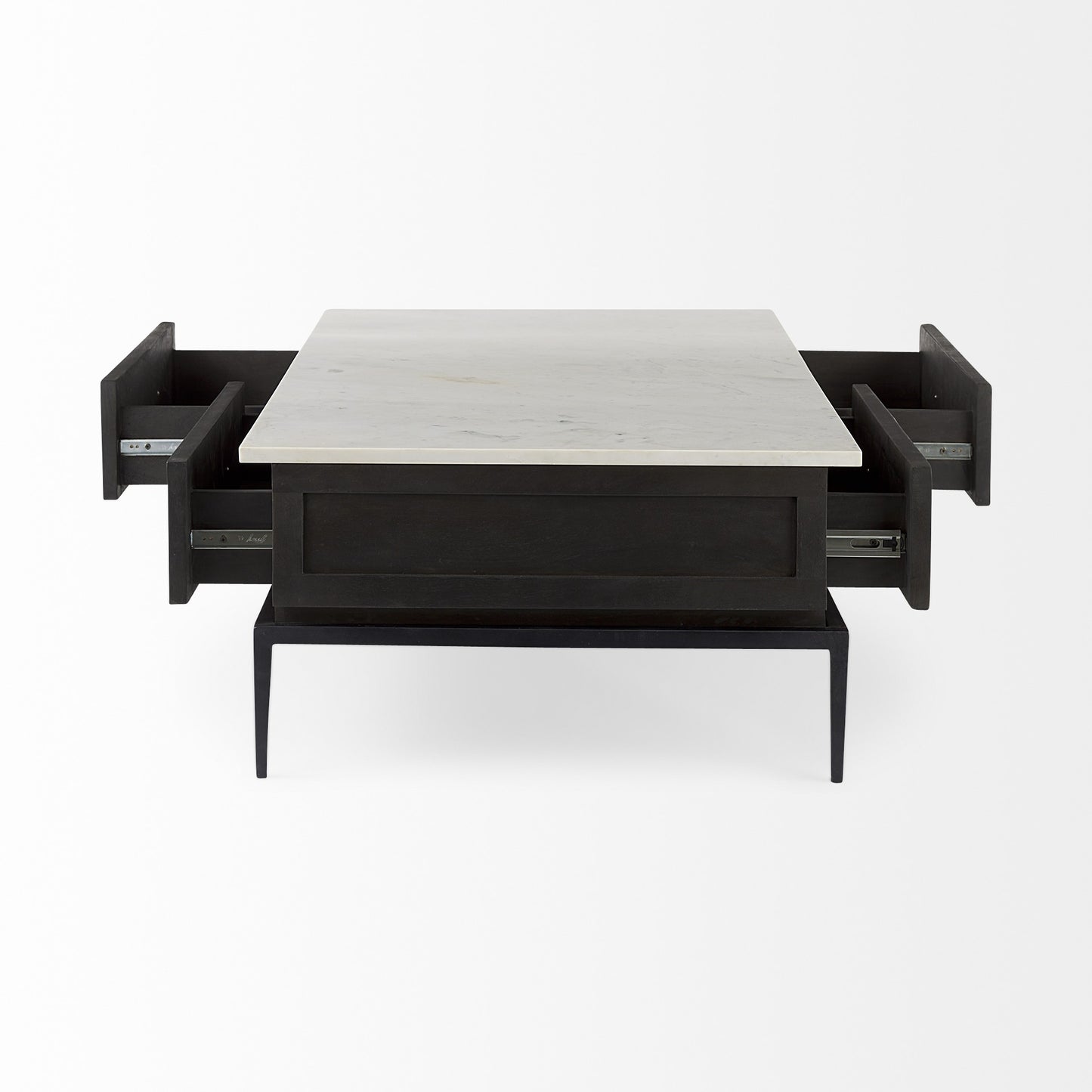 Dark Brown Wood & Marble Coffee Table