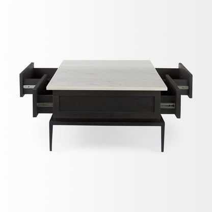 Dark Brown Wood & Marble Coffee Table