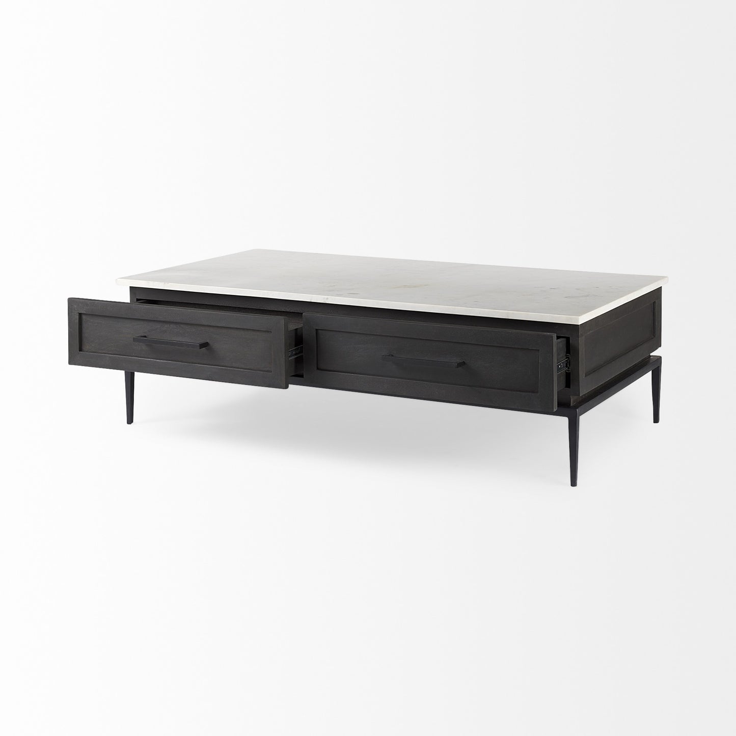Dark Brown Wood & Marble Coffee Table