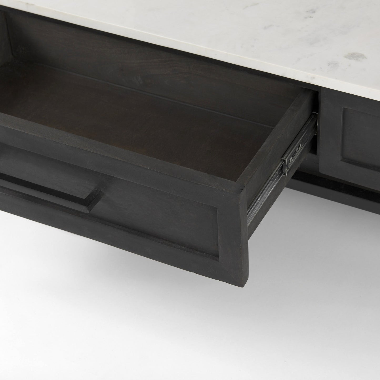 Dark Brown Wood & Marble Coffee Table