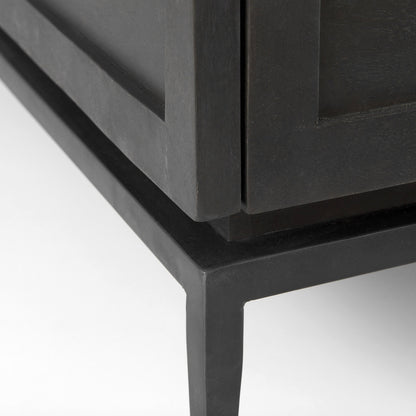 Dark Brown Wood & Marble Coffee Table