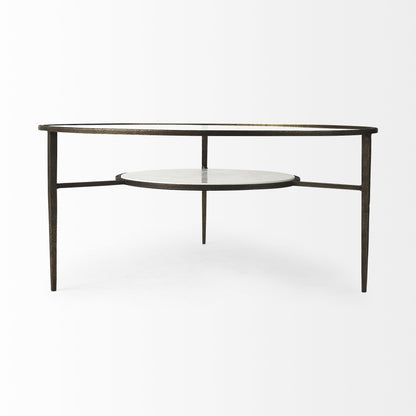 Clear & Bronze Glass & Metal Round Coffee Table