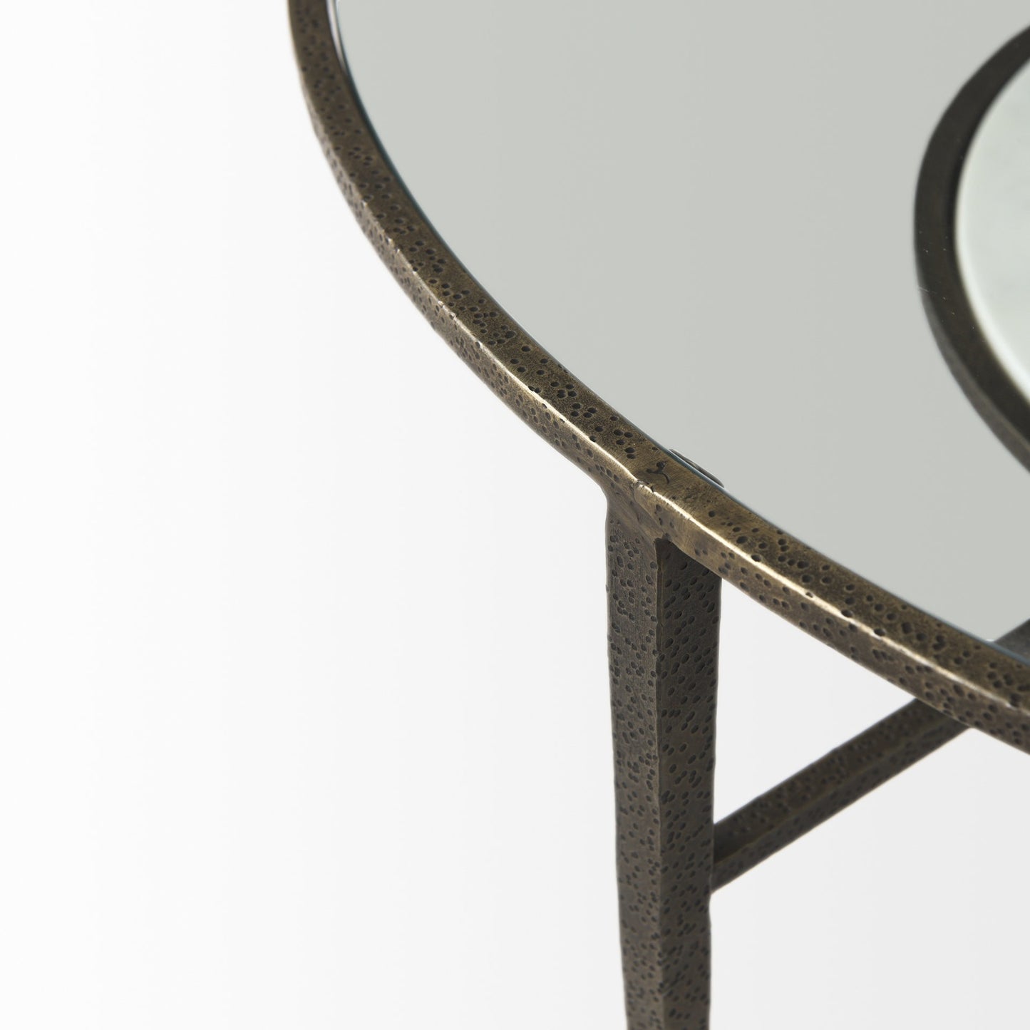 Clear & Bronze Glass & Metal Round Coffee Table