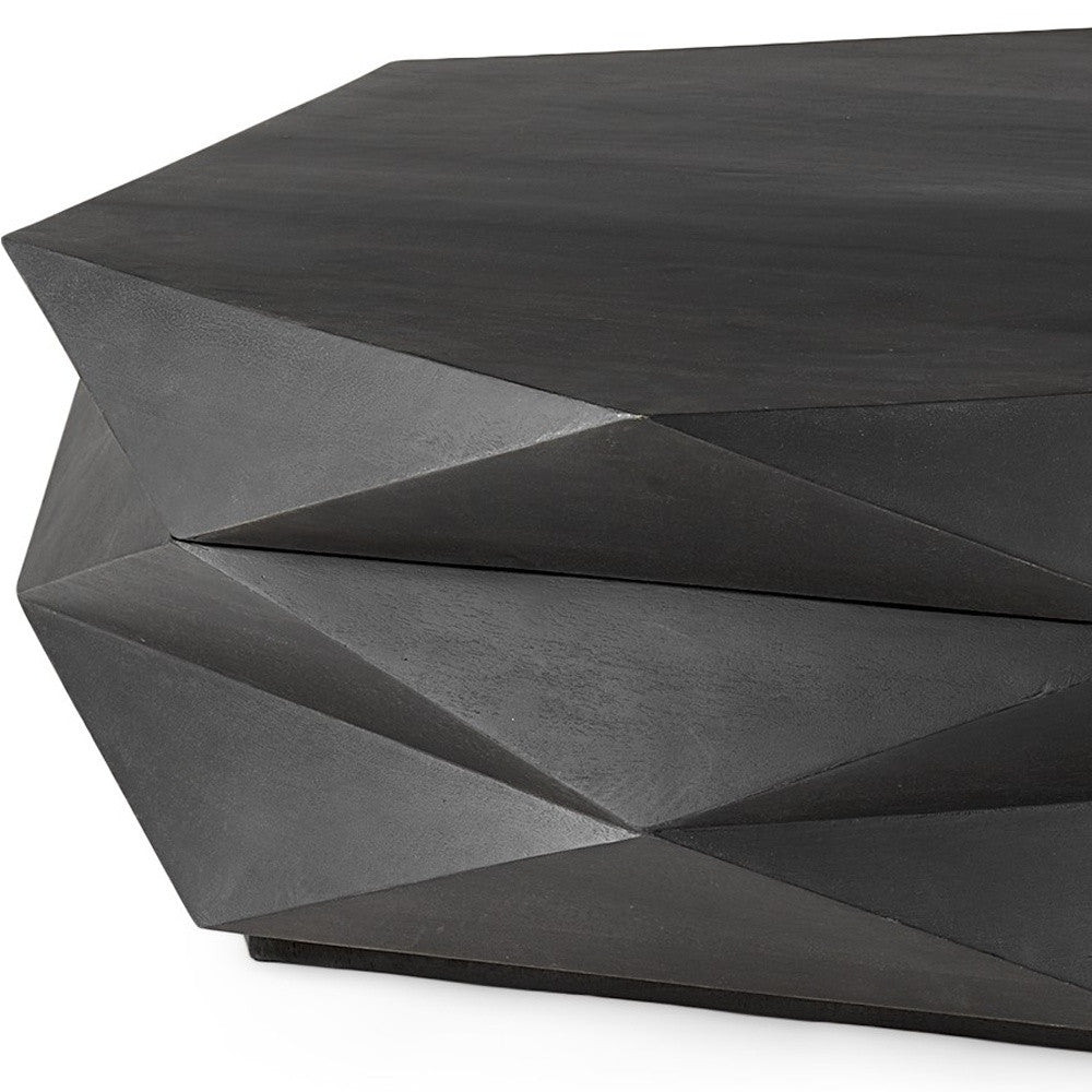 Black Wood Octagon Solid Coffee Table image 7