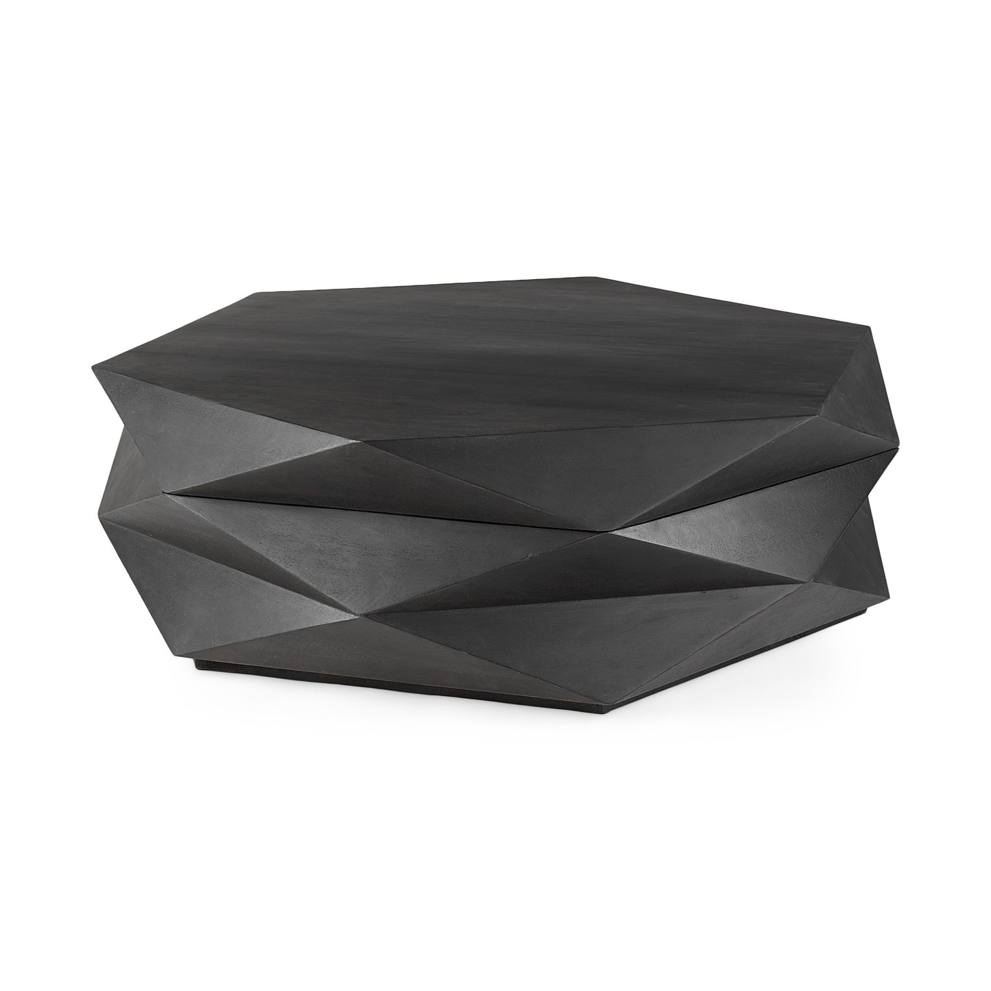 Black Wood Octagon Solid Coffee Table image 2