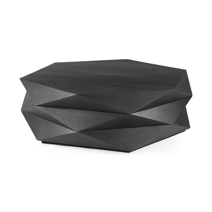 Black Wood Octagon Solid Coffee Table image 2