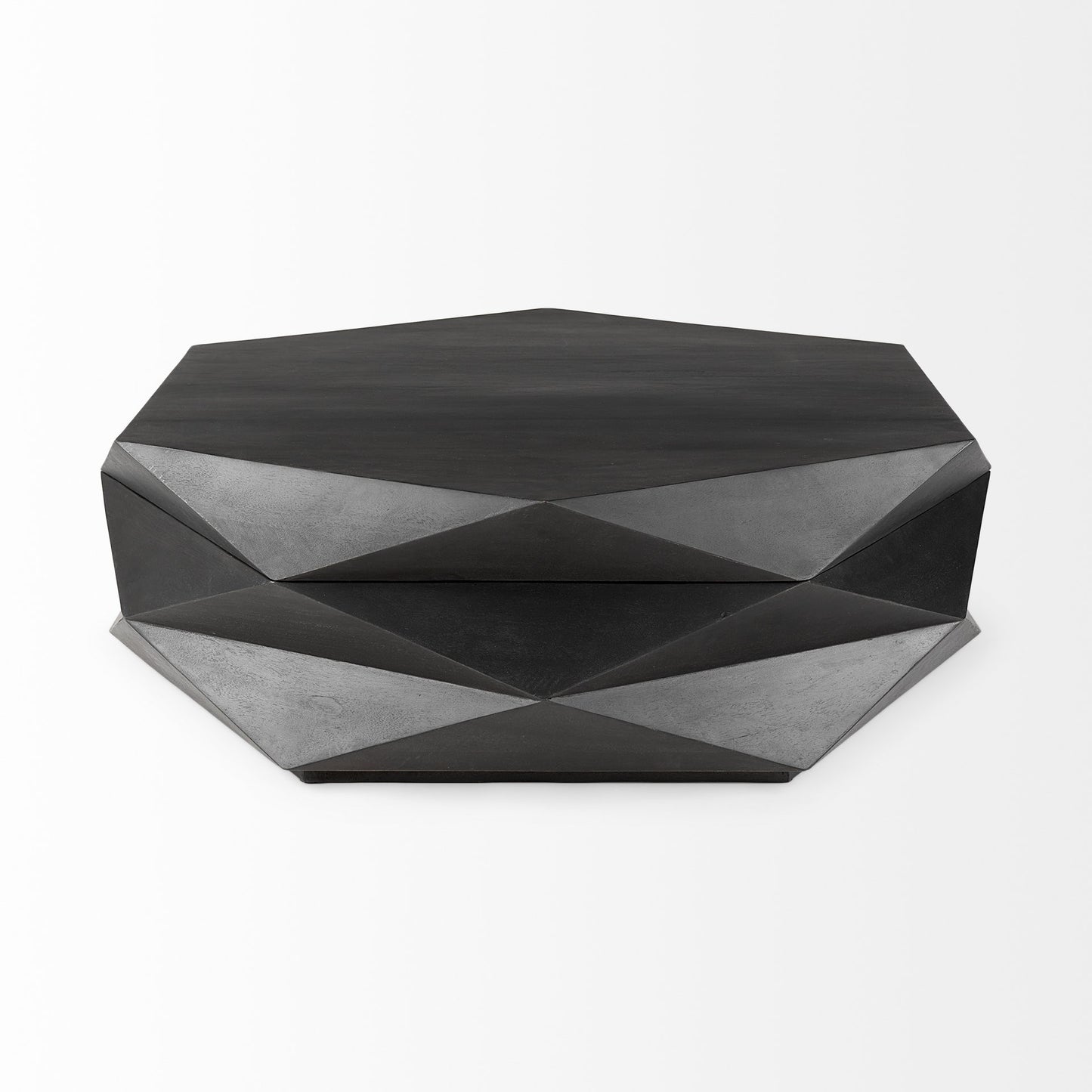 Black Wood Octagon Solid Coffee Table image 3