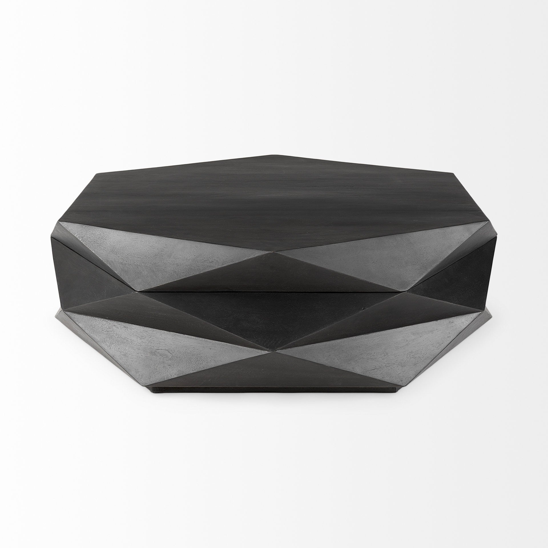 Black Wood Octagon Solid Coffee Table image 3