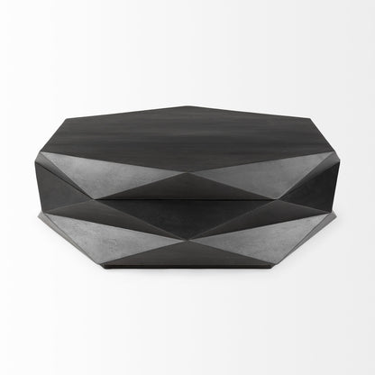 Black Wood Octagon Solid Coffee Table image 3