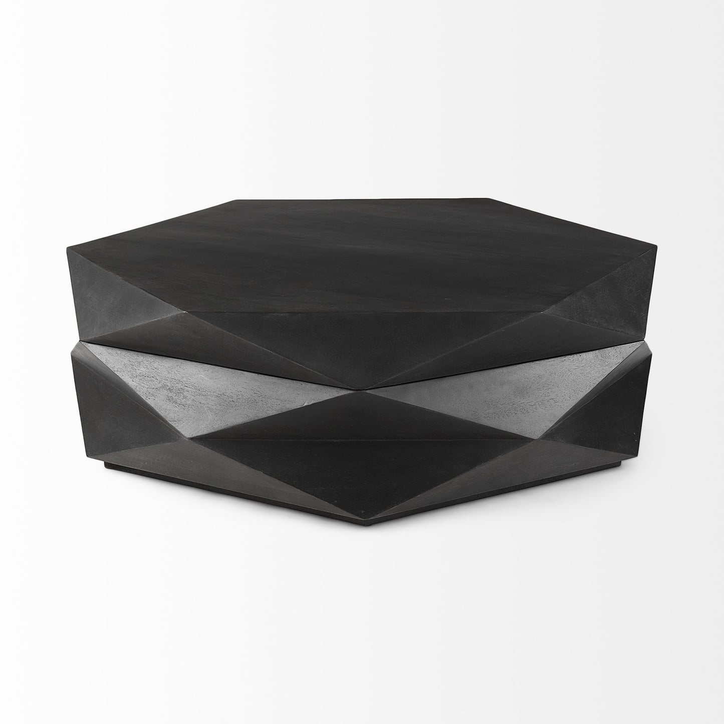 Black Wood Octagon Solid Coffee Table image 4