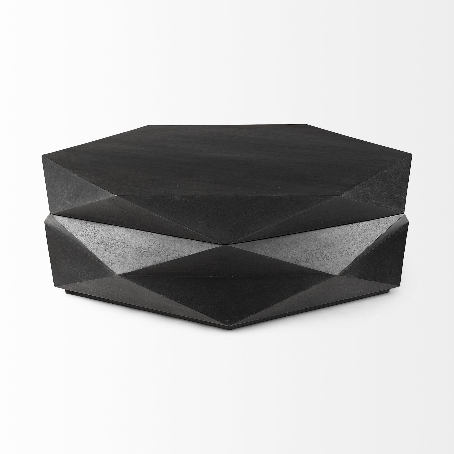 Black Wood Octagon Solid Coffee Table image 4
