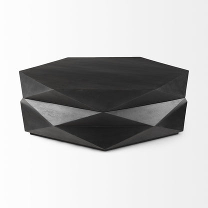Black Wood Octagon Solid Coffee Table image 4