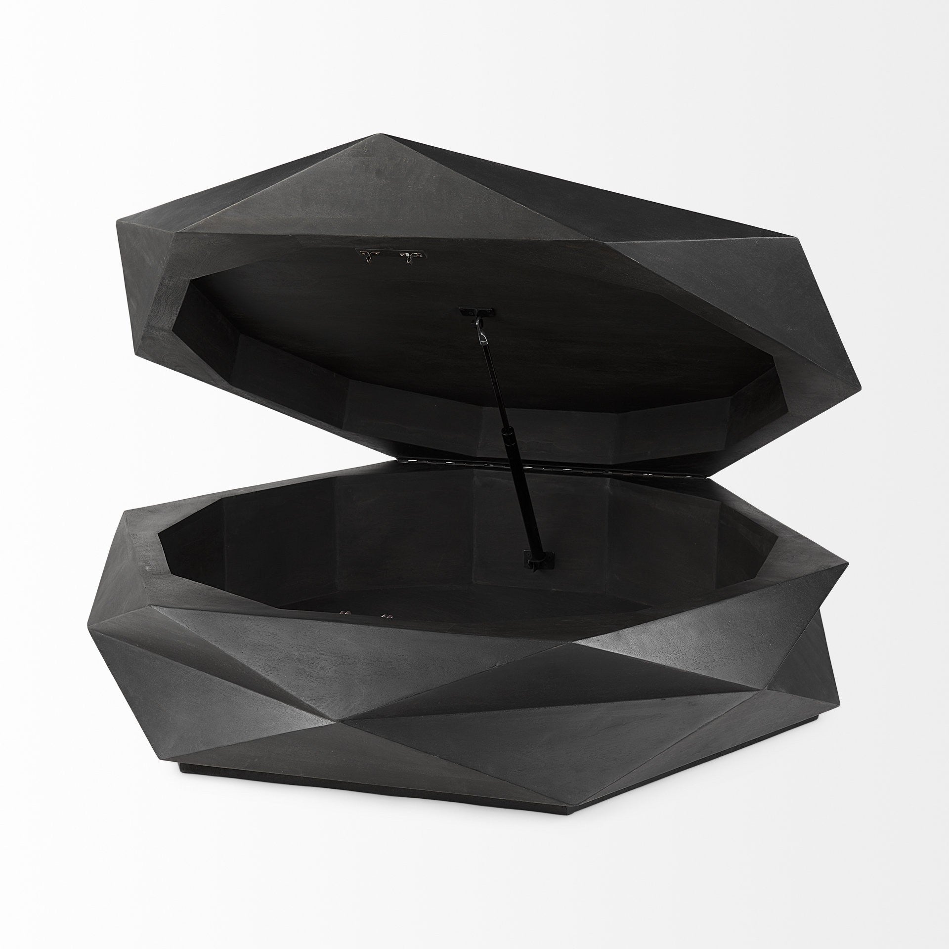 Black Wood Octagon Solid Coffee Table image 5