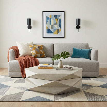 Natural Solid Wood Hexagon Lift Top Solid Coffee Table image 1