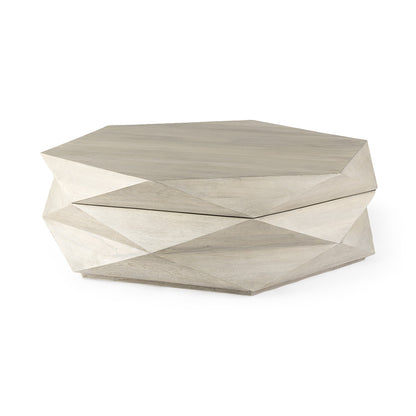 Natural Solid Wood Hexagon Lift Top Solid Coffee Table image 3