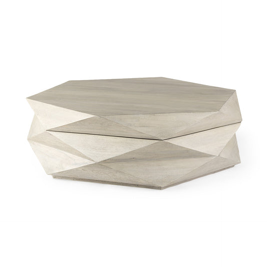 Natural Solid Wood Hexagon Lift Top Solid Coffee Table image 3