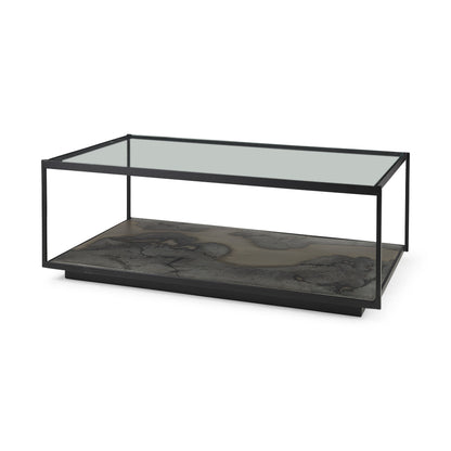 Clear & Black Glass Coffee Table